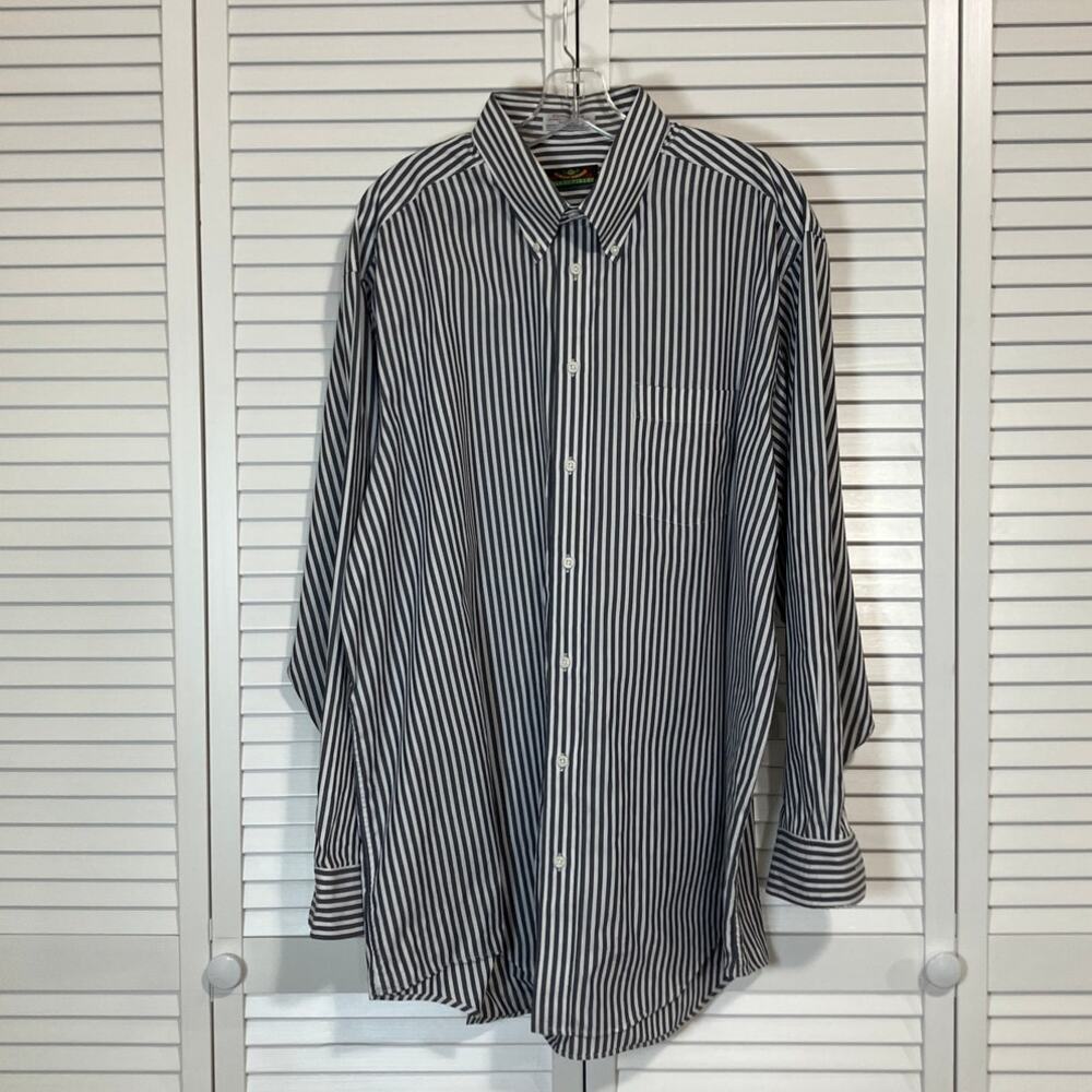 Gordon Thomas Vintage Blue Striped Collared Long Sleeve Men Shirt 2XLT